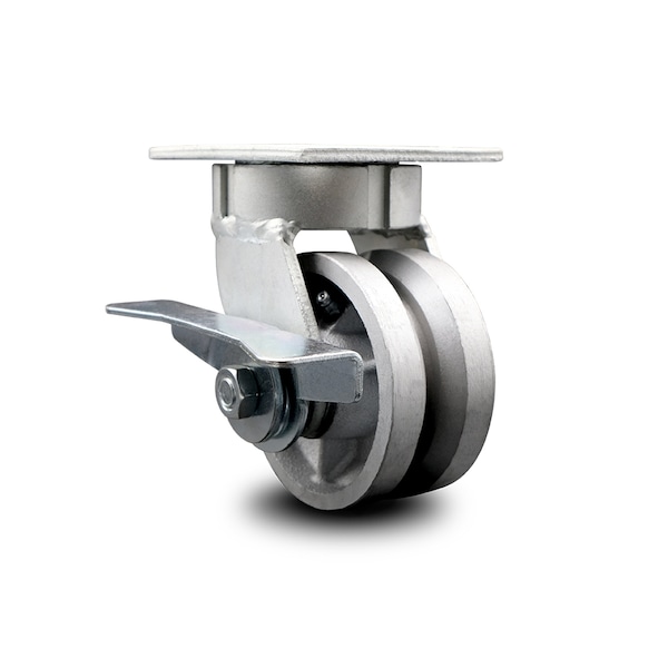 4 Inch Kingpinless V Groove Semi Steel Wheel Swivel Caster with Brake SCC